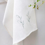 EMBROIDERED LINEN TEA TOWEL - leaves