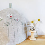 LINEN TEA COSY - embroidered cow parsley