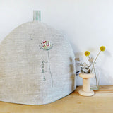 LINEN TEA COSY - embroidered cow parsley