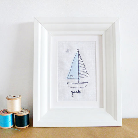 Embroidered Linen Yacht Picture