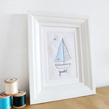 Embroidered Linen Yacht Picture