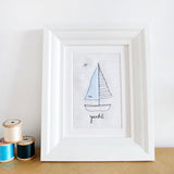 Embroidered Linen Yacht Picture