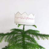 Embroidered Crown Tree Topper - Merry Christmas