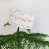 Embroidered Crown Tree Topper - Merry Christmas