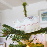 Embroidered Crown Tree Topper - Merry Christmas