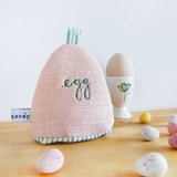 EGG COSY - embroidered pink linen 'egg'