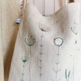 EMBROIDERED LINEN DAY BAG - wildflowers