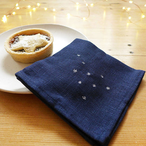 EMBROIDERED INK COCKTAIL NAPKINS - stars