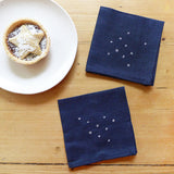 EMBROIDERED INK COCKTAIL NAPKINS - stars