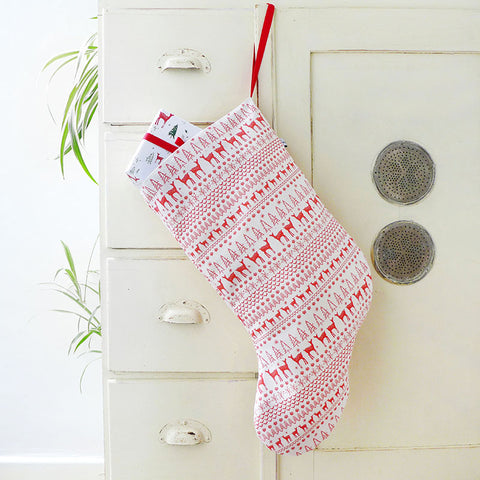 Christmas Fairisle Linen Stocking