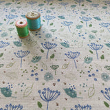 Charlotte Macey Printed Fabric - natural Blue Parsley