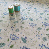 Charlotte Macey Printed Fabric - natural Blue Parsley