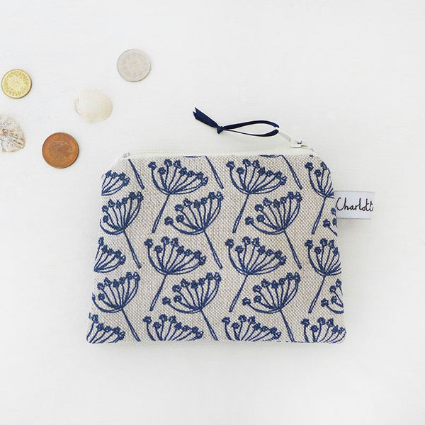 COIN PURSE - navy Cow Parsley