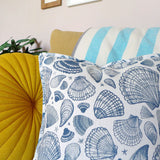 LINEN CUSHION - navy Seashells