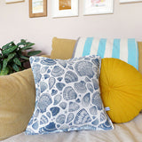 LINEN CUSHION - navy Seashells