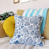 LINEN CUSHION - navy Seashells