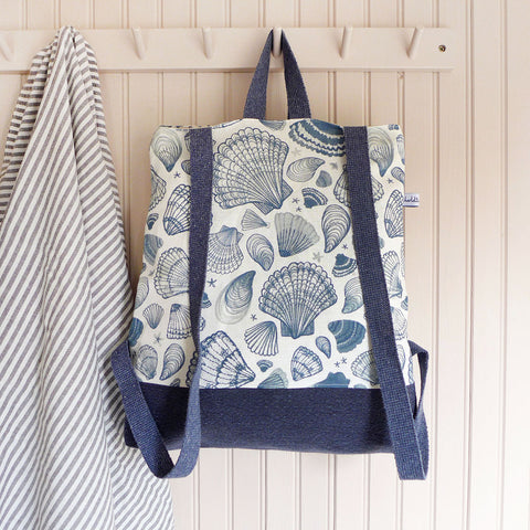 LINEN RUCKSACK - navy Seashells