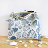 TALL POUCH - navy Seashells