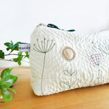 EMBROIDERED MID POUCH - quilted wildflowers
