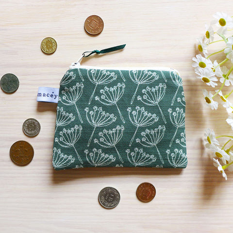 COIN PURSE - spruce Cow Parsley